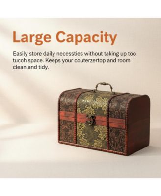 Vintage Wooden Treasure Chest Storage Decorative Box
