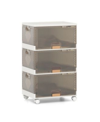 3-Cube Collapsible Stackable Storage Bins with Detachable Wheels