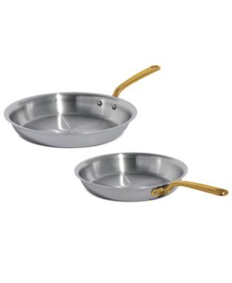 Antique Brass Stainless Steel Clad 2-Piece Fry Pan Set