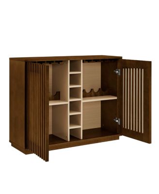 Mid-Century Fluted Liquor Cabinet and Wine Storage