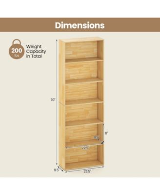 6-Tier Bookcase with 6 Open Shelves and Anti-Toppling Kits-Wood