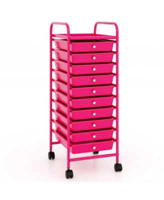 10-Drawer Narrow Rolling Organizer Cart with Universal Casters