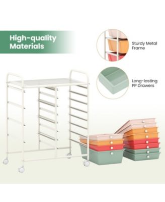 12-Drawer Rolling Organizer Cart with 4 Large and 8 Medium PP Drawers