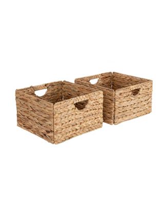 2-Pack Water Hyacinth Laundry Basket With Handles Gift Basket