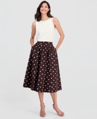 Women's Printed Pull-On Midi Skirt 