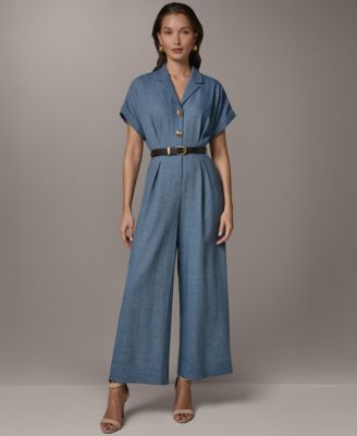 Women's Collared V-Neck Short-Sleeve Jumpsuit