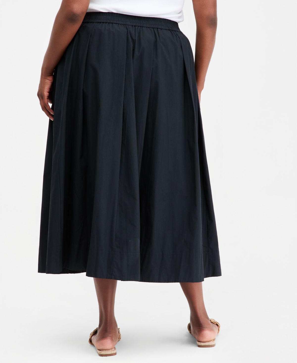 On 34th Trendy Plus Pull-On Cotton Midi Circle Skirt, Macy's Exclusive