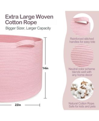 Rope Blanket Basket Storage Bin Organizer Wicker Box 88L Gift Basket