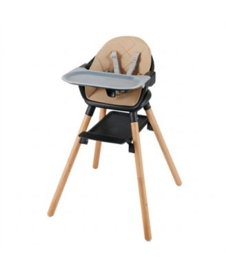 Baby 6-in-1 Beech Wood Convertible High Chair with Adjustable Footrest and Double Tray