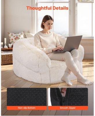 Fluffy Plush Bean Bag Chair with Armrests, High-Density Foam Filling