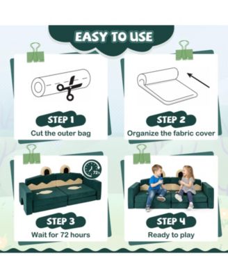 Modular Kids Play Couch with Velvet Cover for Creative Play