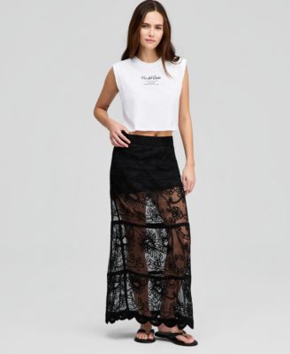 Women's Soutache Mesh Maxi Skirt
