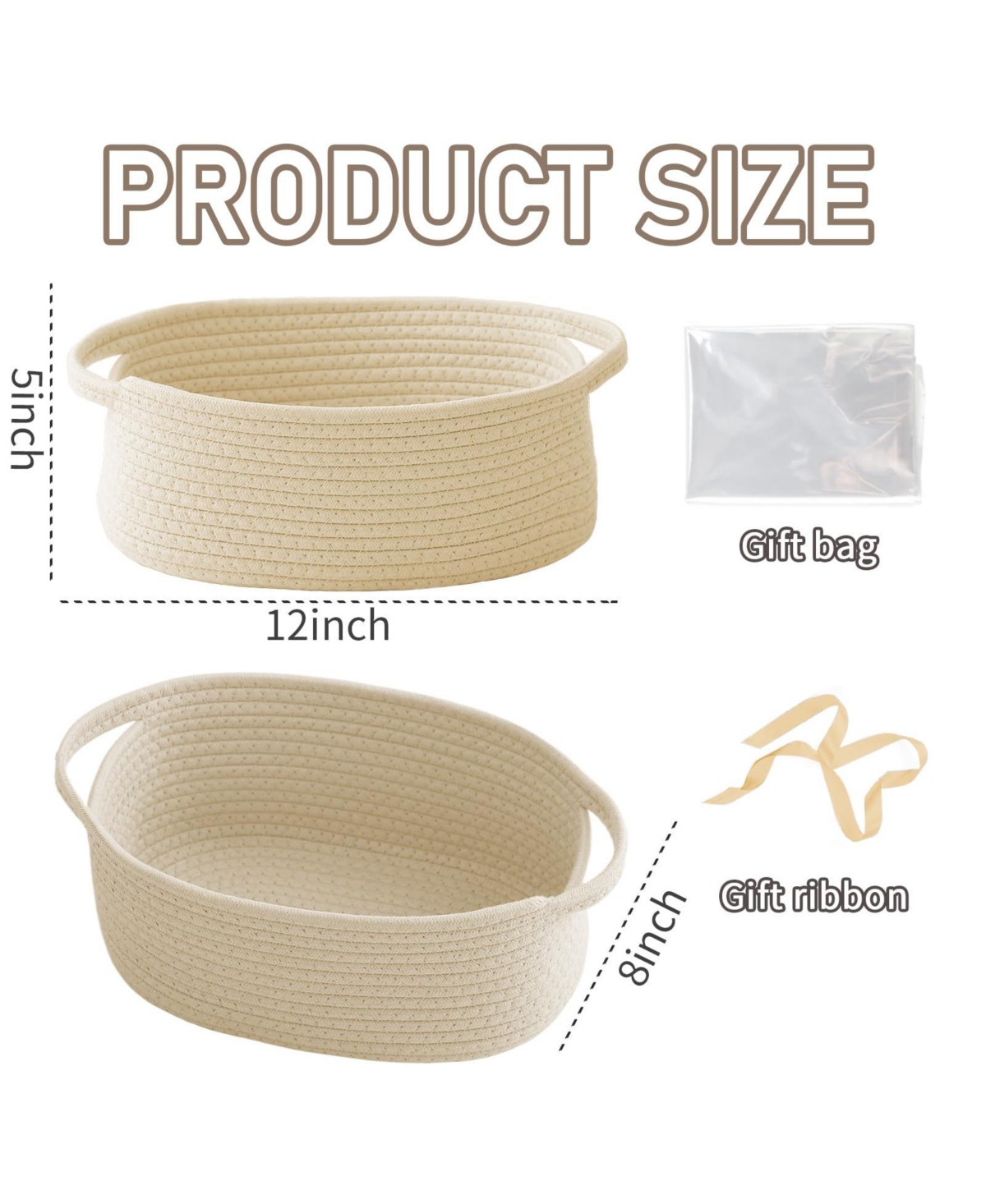 Gnuadz Woven Rope Storage Basket with Handles