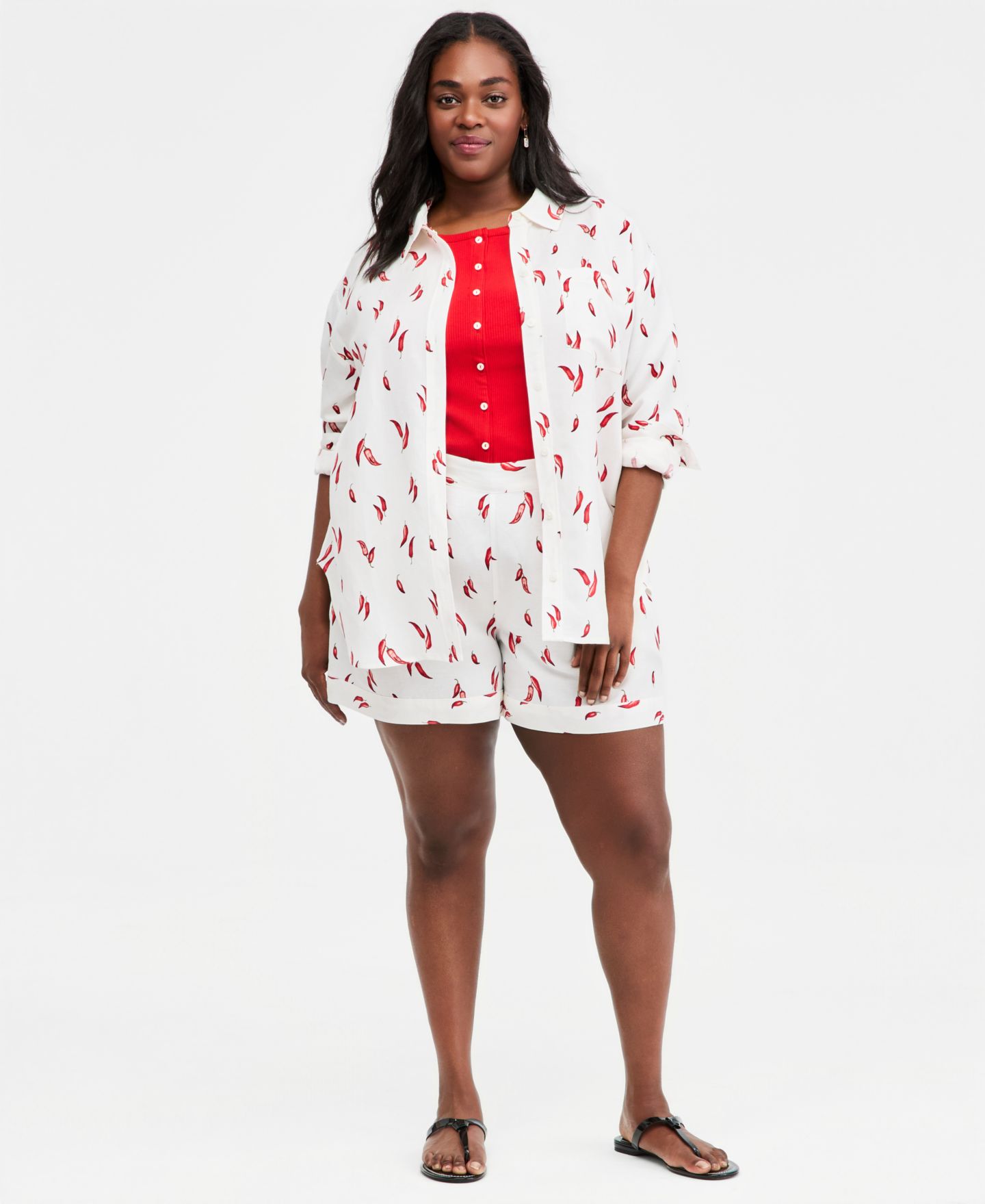 Женские рубашки On 34th Trendy Plus Size Set Pepper Toss, цвет: Winter Ivry Cmb — фото 4