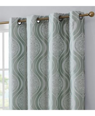 Montero Damask 100% Complete Blackout Shading Thermal Insulated Energy Efficient Heat/Cold Blocking Grommet Heavy Curtain Panels, Set of 2