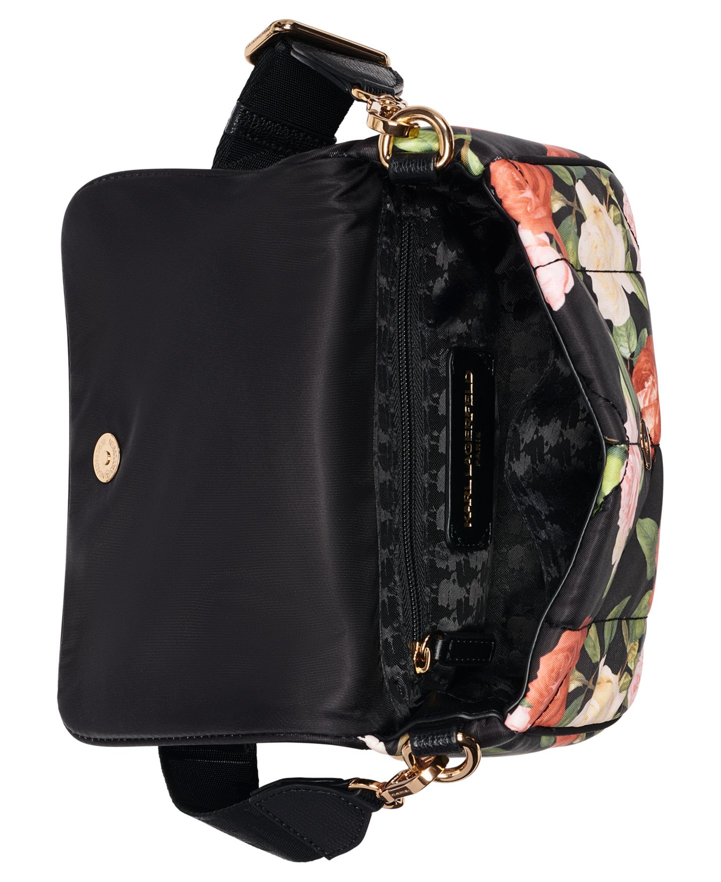 Женская сумка KARL LAGERFELD PARIS Voyage Small Crossbody Handbag, цвет: Чёрный с принтом — фото 4