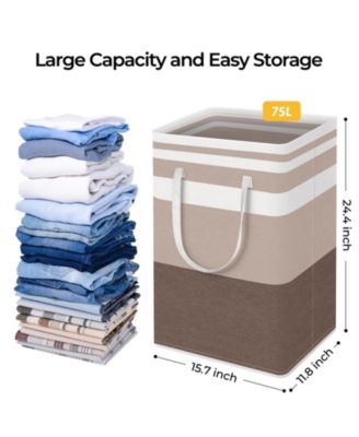 2PC Laundry Hamper Waterproof Collapsible Tall Clothes With Handles Gift Basket