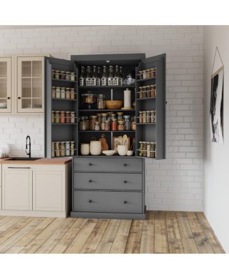  Farmhouse Pantry Cabinet with Shelves and Drawers