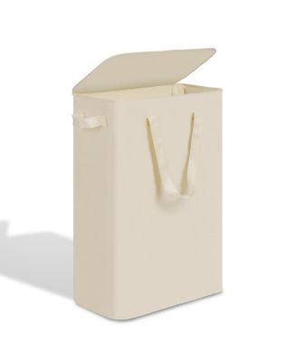 Slim Laundry Hamper Collapsible Dirty Clothes Bin With Handles