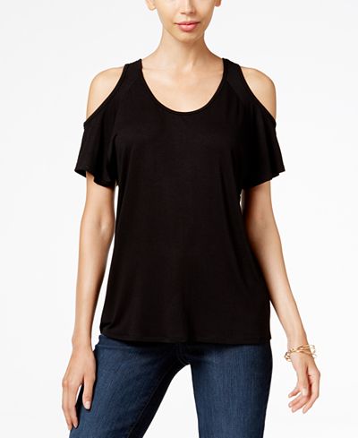 Kut from the Kloth Low-Back Cold-Shoulder Top