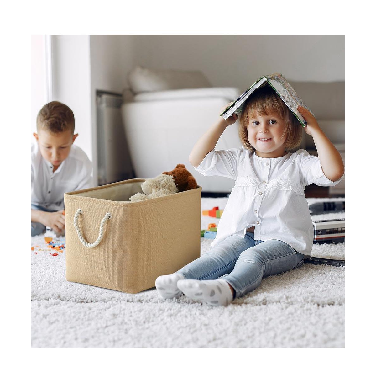 Gnuadz 3pack Storage Bins Canvas Basket Organizer with Handles Gift