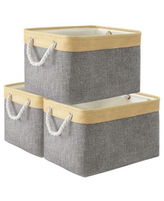 3pack Storage Bins Canvas Basket Organizer with Handles Gift Basket