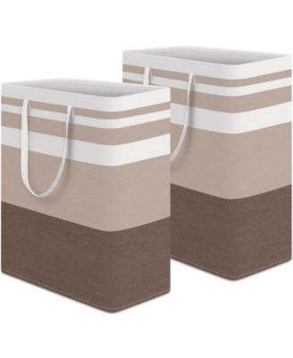 2PC Laundry Hamper Waterproof Collapsible Tall Clothes With Handles Gift Basket