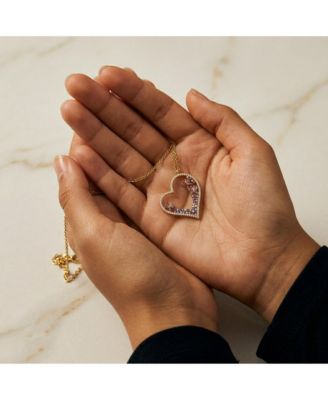 14K Gold Plated Multi-Color CZ Pave Heart and Butterfly Necklace