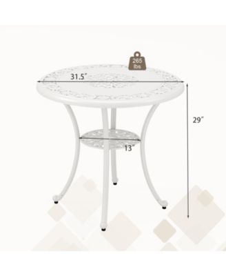 31.5 in Round Patio Dining Table for 4 Cast Aluminum with 2-Inch Umbrella Hole