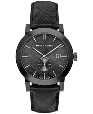 Burberry Women's Swiss Chronograph The Classic Round Black Check-Embossed  Leather Strap Watch 42mm BU9906 & Reviews - Macy's