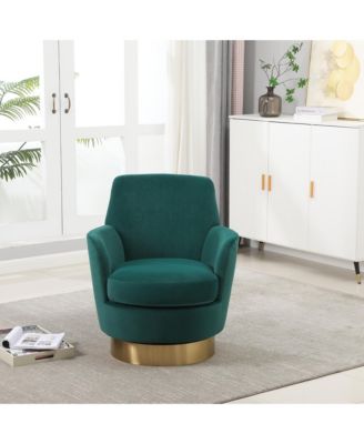 360degree(s) Swivel Barrel Chair, Velvet Upholstered Round Accent Chair with Stainless Steel Base for Living Room, Read Room - (1Piece).