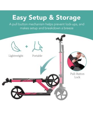 Kids Height Adjustable Kick Scooter w/ Carrying Strap, Non-Slip Deck, Kickstand