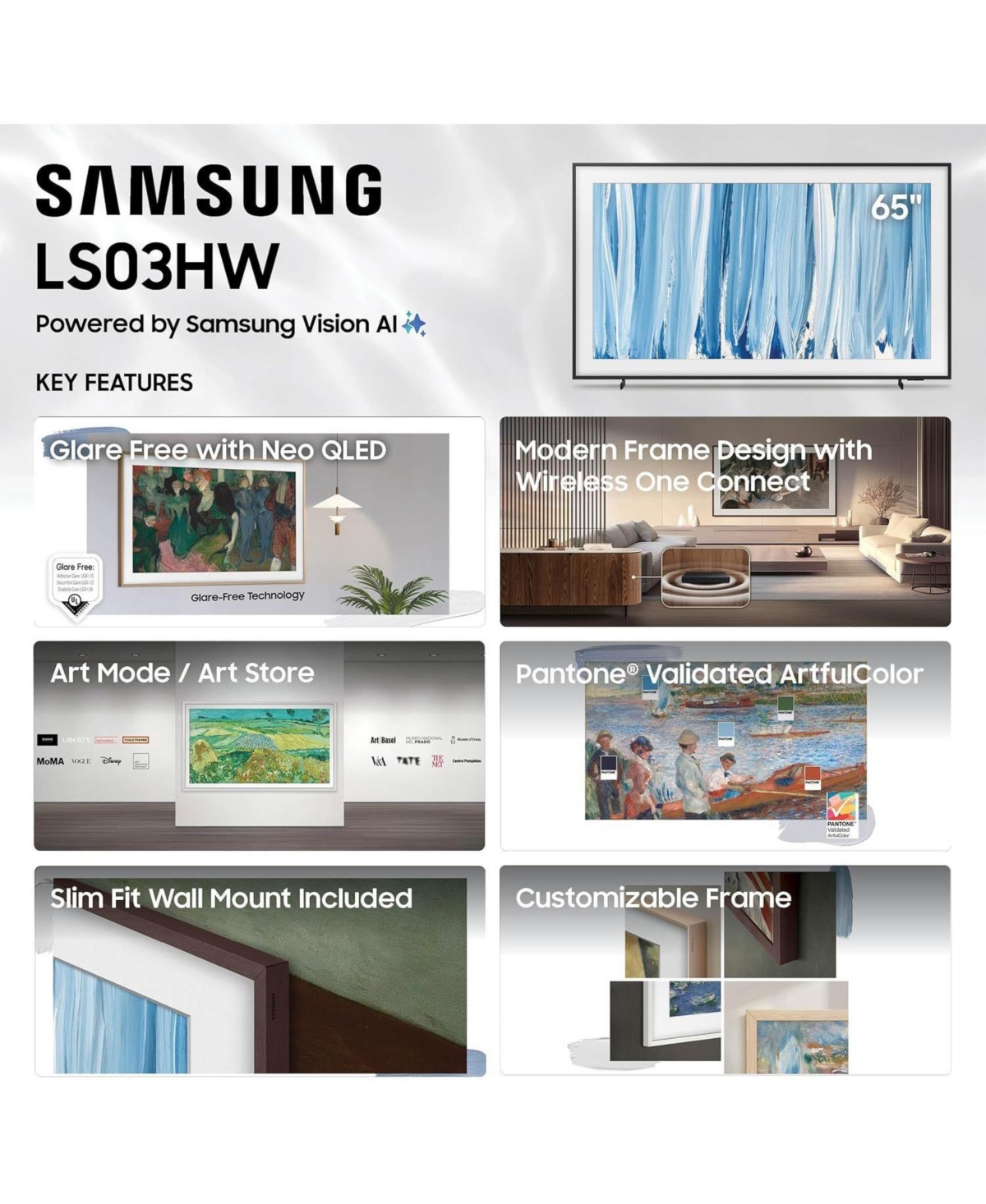 Samsung QN55LS03HWFXZA 55" The Frame Pro Neo Qled 4K Smart Tizen Tv (2026)