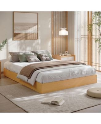 Platform Bed Frame with Wooden Slats, Floor-Standing Design, No Box Spring Needed