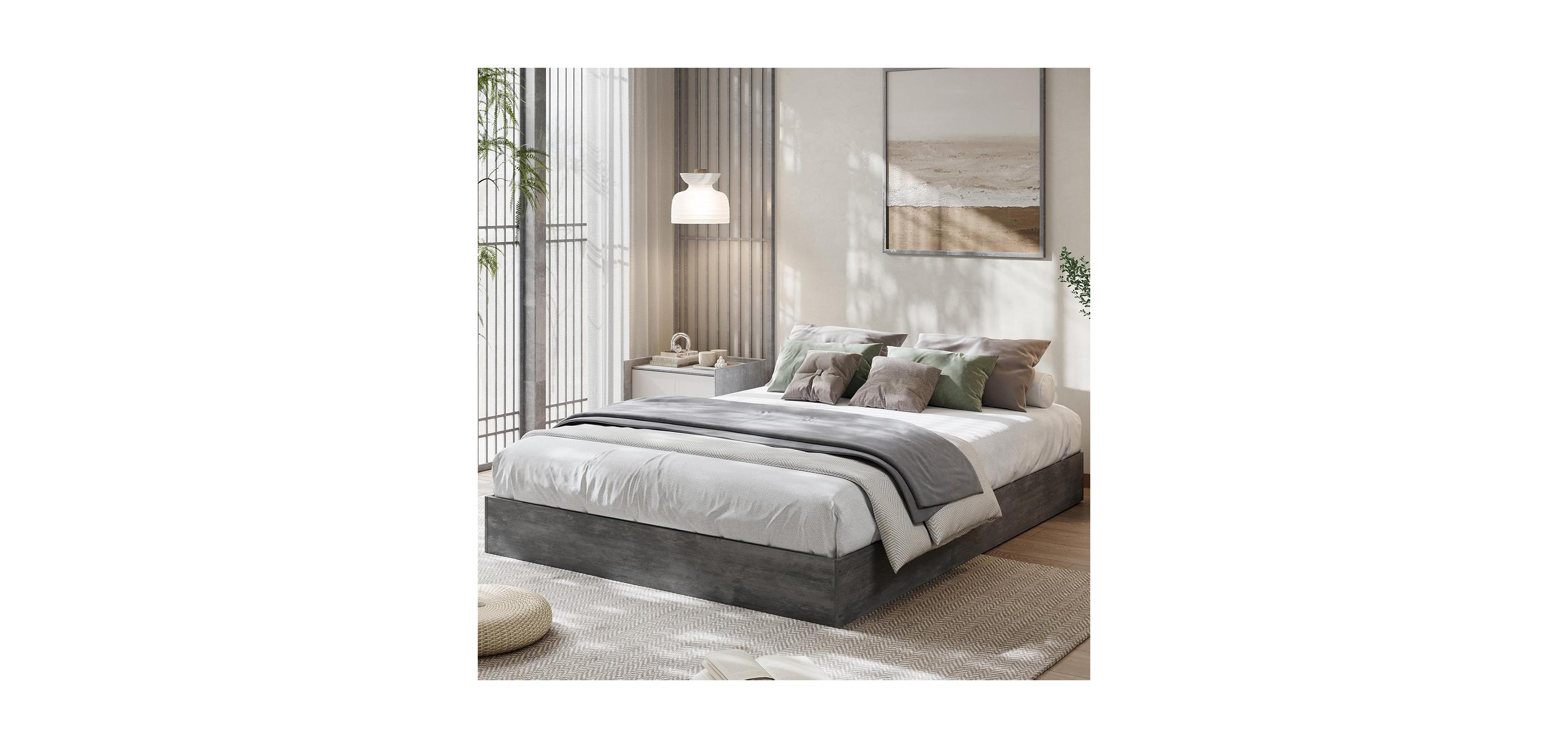gaomon Platform Bed Frame with Wooden Slats, Floor-Standing Design