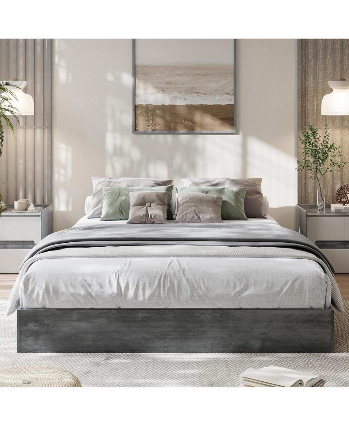 gaomon Platform Bed Frame with Wooden Slats, Floor-Standing Design