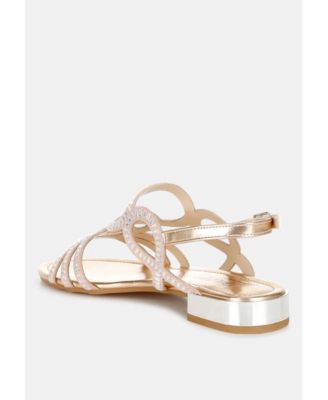 Womens Jisters Cut Out Detail Rhinestone Flat Sandals