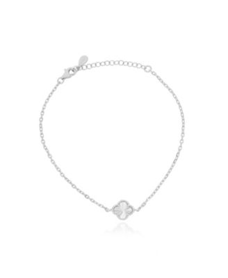Fluted Single Clover Bracelet Sterling Silver