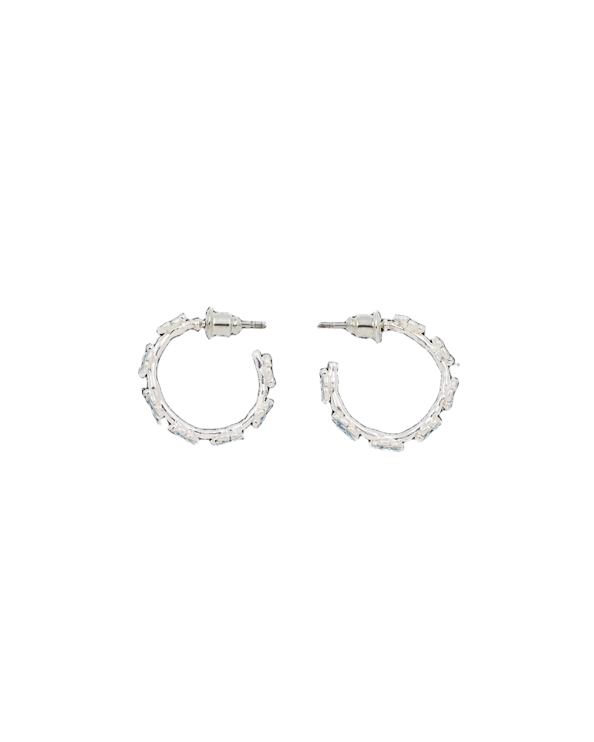 Forget-Me-Not Stud Hoop Earrings Silver