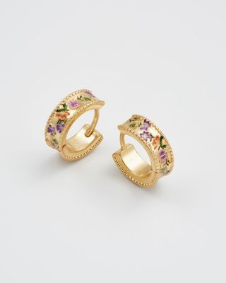 Folksy Floral Gold Huggie Earrings - Gold 54$