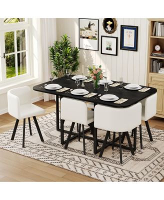 7piece Dining Set Table with Leather Chairs