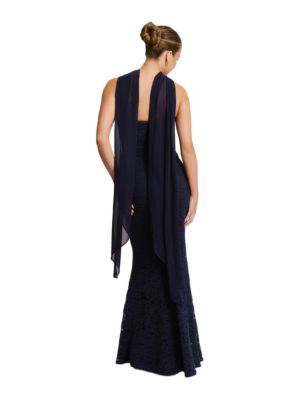 Six Stories Women's Lace Corset Maxi Dress With Neck Scarf - Macy's