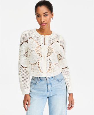 On 34th Women's Floral Pointelle Button-Front Cardigan, Macy's