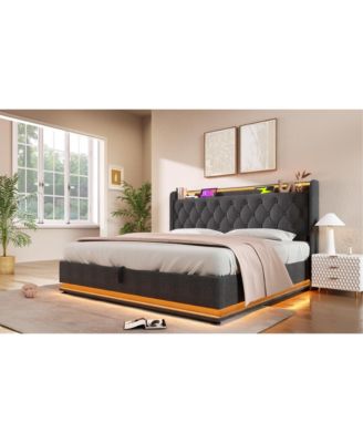 Upholstered 360 Surround LED Light App & Remote Control Platform Bed Frame