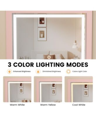 3-in-1 Compact Vanity Desk with Mirror and Adjustable LED Lights, Dressing Table Set with Storage and Rolling Chair, For Girls' Bedrooms