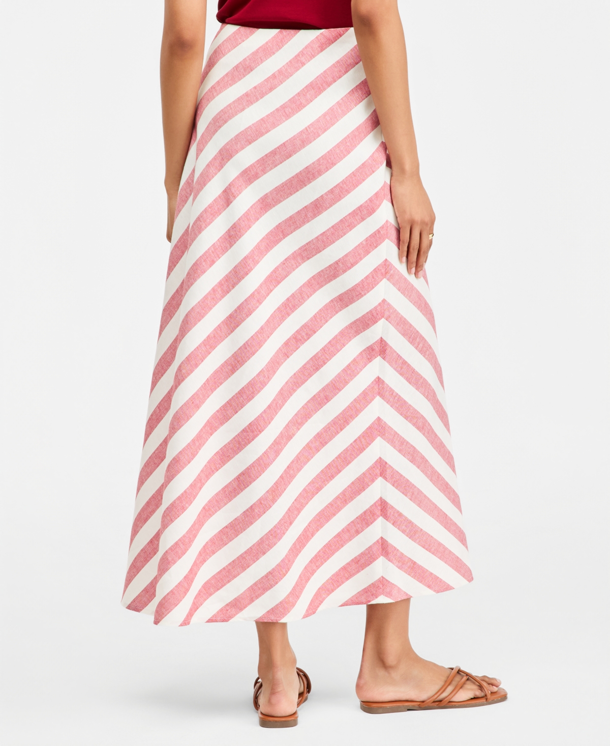 On 34th Women's Stripe Linen Blend Side Slit Skirt, Macy's Exclusive