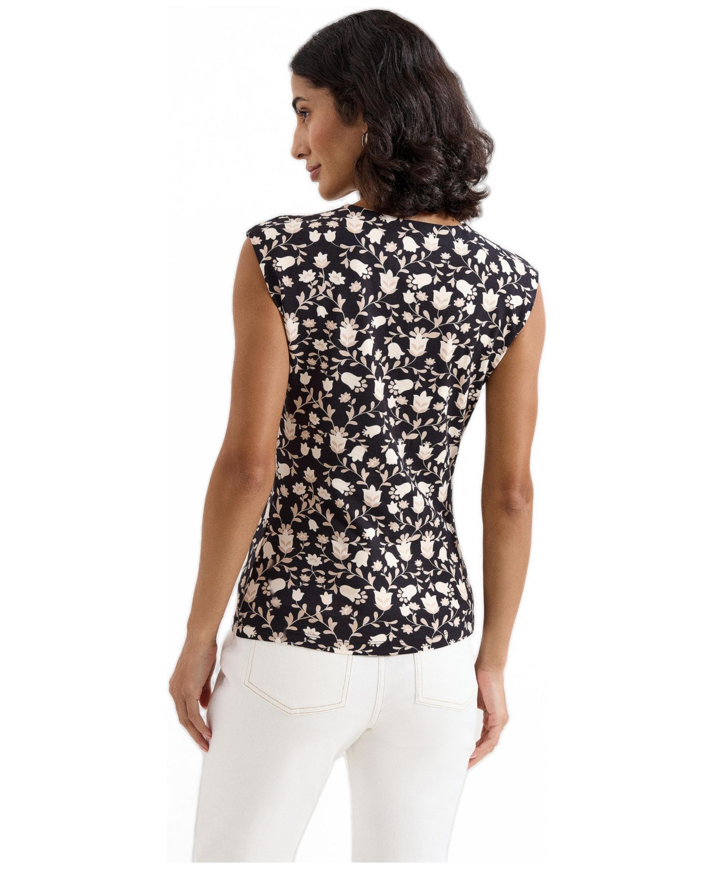 Женский топ Phase Eight Sophia V-Neck Sleeveless, цвет: Чёрный / Слоновая кость — фото 3