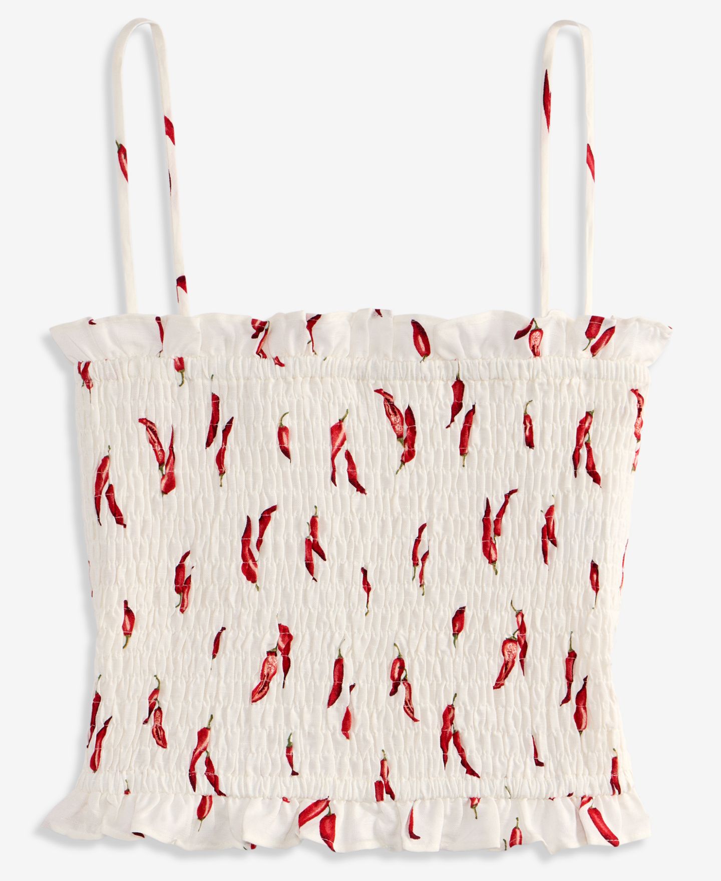 Женский топ On 34th Printed Linen-Blend Smocked, цвет: Зимняя слоновая кость комбинированный — фото 5