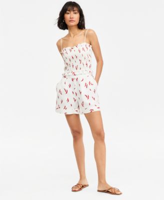 Women's Linen-Blend Tailored Pull-On Shorts