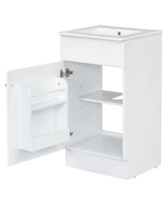 18 Inch Bathroom Vanity with Sink Cabinet Door Shelf Adjustable Shelf Freestanding Storage Vanity